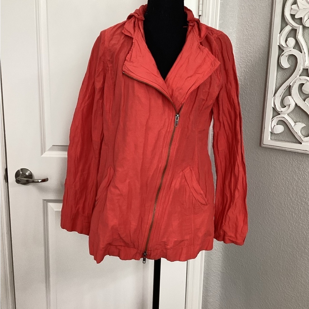 Eileen Fisher Hooded Asymmetrical Rumpled Jacket